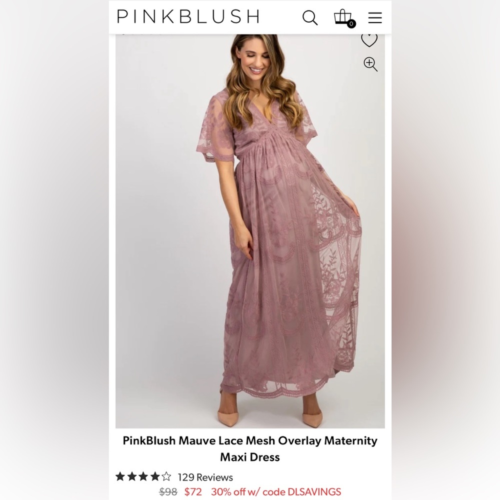 PinkBlush Mauve Lace Overlay Maternity Dress | Size L